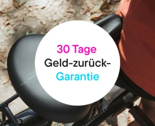 Nahaufnahme eines Terry Sattels mit 30-Tage-Geld-Zurück Logo