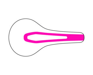 Graphic of a Terry saddle for women with relief channel drawn in