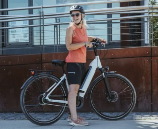 Cyclist with e-bike