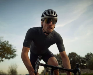Close-up of a racing cyclist